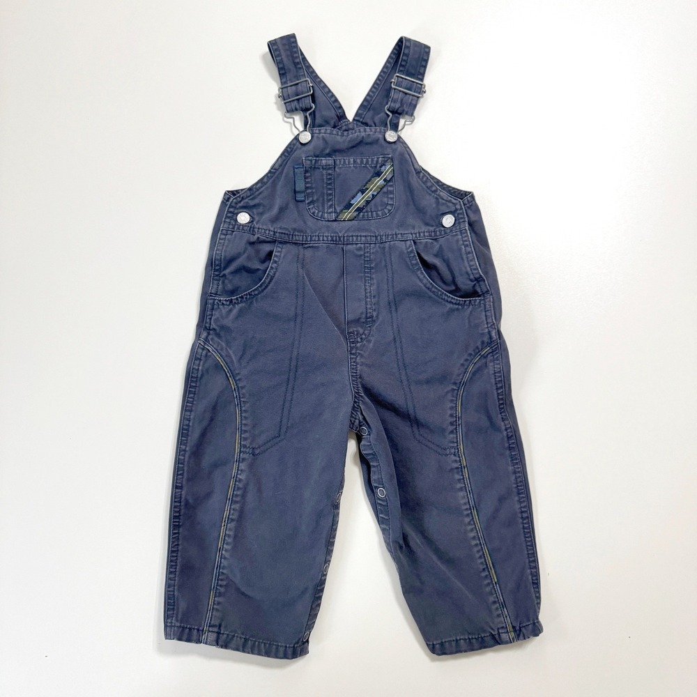 Vintage 90's 2000's Y2K Baby Guess Overalls Kids Navy Blue Camo Trim‎ 24M